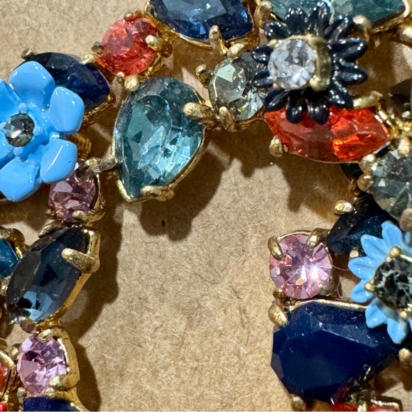 NWT J. Crew Gold Tone Floral and Gemstone Post Back Earrings - Picture 9 of 9